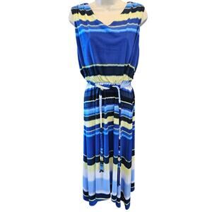 Chicos size 1 (M) blue yellow tiedye elastic waist w/ tie Sleeveless summer EUC^